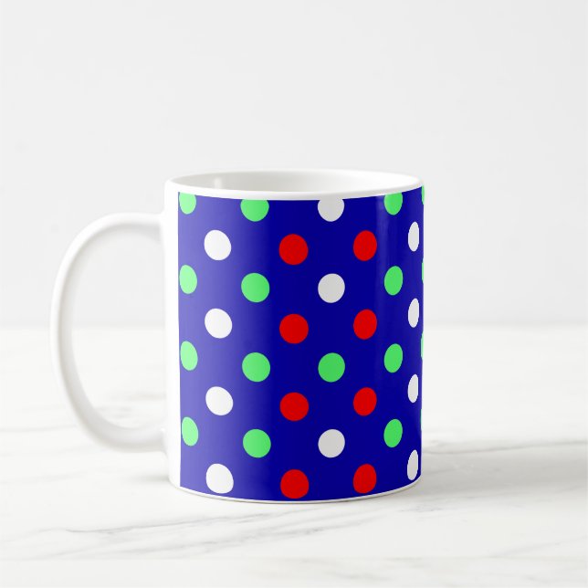 Taza De Café Navidades - Patrón de puntos de polka rojo, verde  (Izquierda)