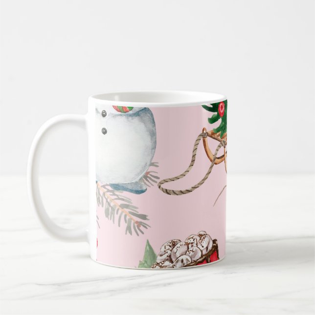 Taza De Café Navidades Patrón de Snowman Seamless. (Izquierda)