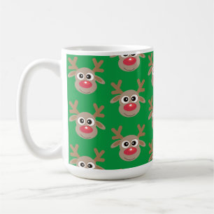 Taza De Café Navidades Patrón verde de Personalizado de renos t