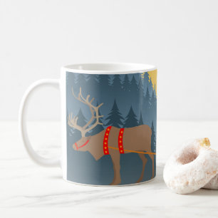 Taza De Café Navidades pavonean con renos, Laponia y Sleigh