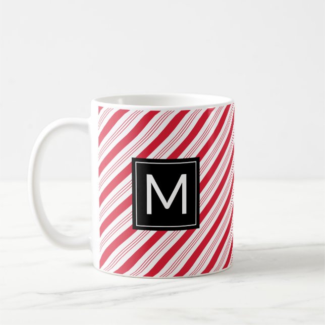 Taza De Café Navidades Peppermint Candy Cane Red Stripes Mug (Izquierda)