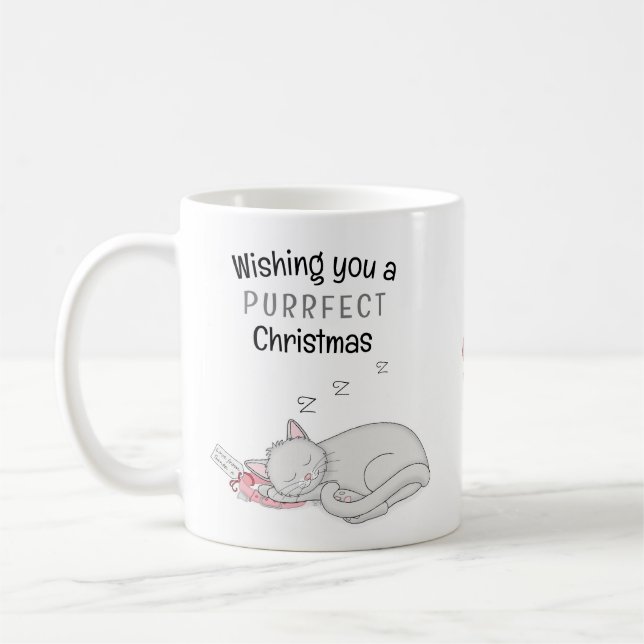 Taza De Café Navidades perfectos durmiendo gatos (Izquierda)
