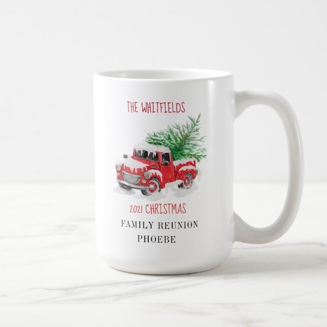 Taza De Café Navidades Personalizado de Camión Rojo Sindical (Derecha)