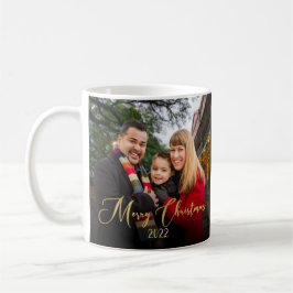 Taza De Café Navidades personalizado de foto de familia de dos 