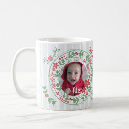 Taza De Café Navidades Personalizado Joyful Holiday Wreath