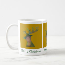 Taza De Café Navidades personalizados Cabeza de reno Bokeh Verd
