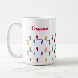 Taza De Café Navidades personalizados Colorida cadena de luces
