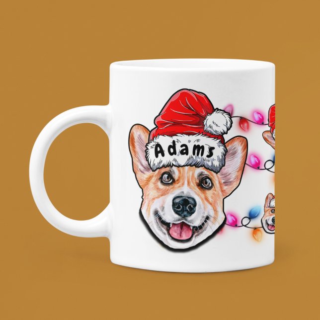 Taza De Café Navidades personalizados Corgi Head Santa Hat Dog (Subido por el creador)