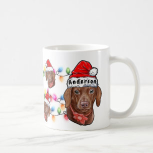Taza De Café Navidades personalizados Dachshund Head Santa Hat