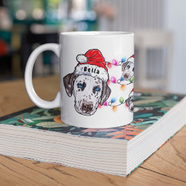 Taza De Café Navidades personalizados Dalmatian Head Santa Hat 