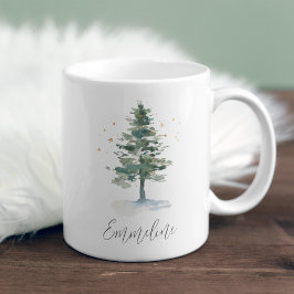 Taza De Café Navidades personalizados de árbol de pino con espl