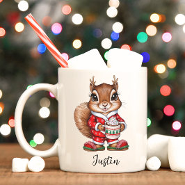 Taza De Café Navidades personalizados de ardilla lindo