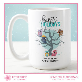 Taza De Café Navidades personalizados de búhos de invierno