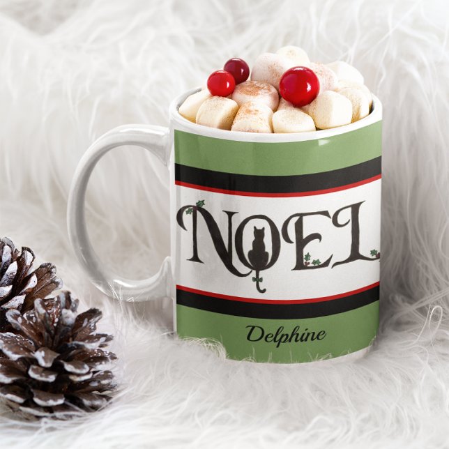 Taza De Café Navidades personalizados de la silueta del gato No (Subido por el creador)