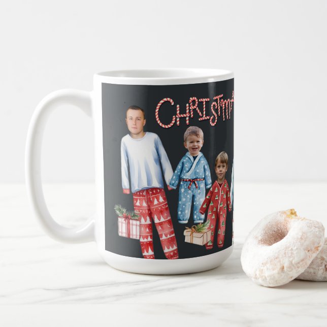 Taza De Café Navidades personalizados de pijamas (Con donut)