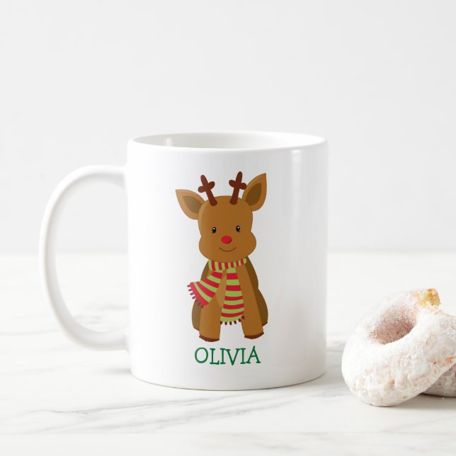 Taza De Café Navidades personalizados de reno (Con donut)