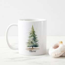 Taza De Café Navidades personalizados del árbol del pino de inv