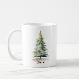 Taza De Café Navidades personalizados del árbol del pino de inv