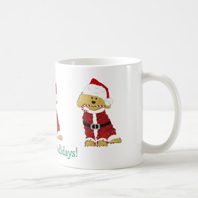 Taza De Café Navidades personalizados Goldendoodle Santa Claus (Derecha)