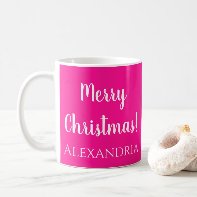 Taza De Café Navidades personalizados Hot Pink (Con donut)