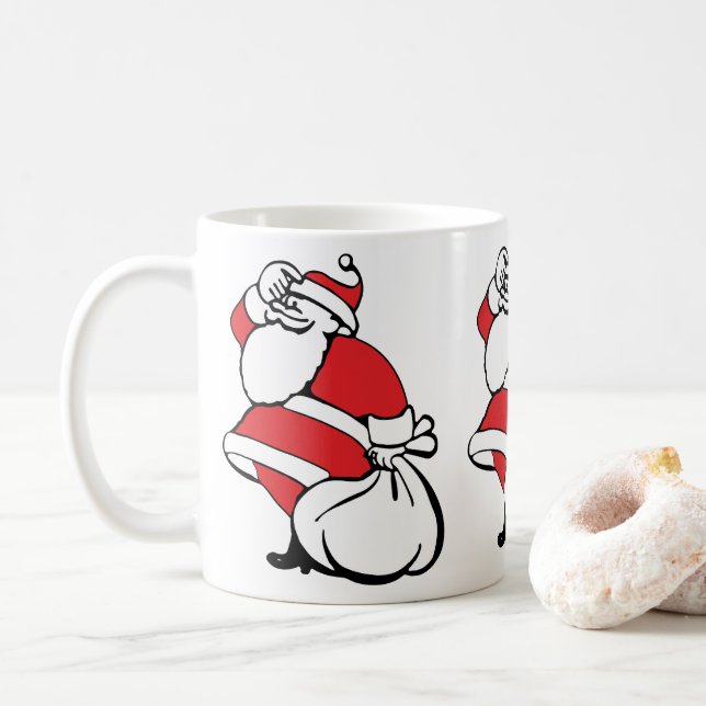 Taza De Café Navidades personalizados Jolly Santa Claus, despid (Con donut)