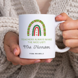 Taza De Café Navidades personalizados maestros Lista de arcoiri