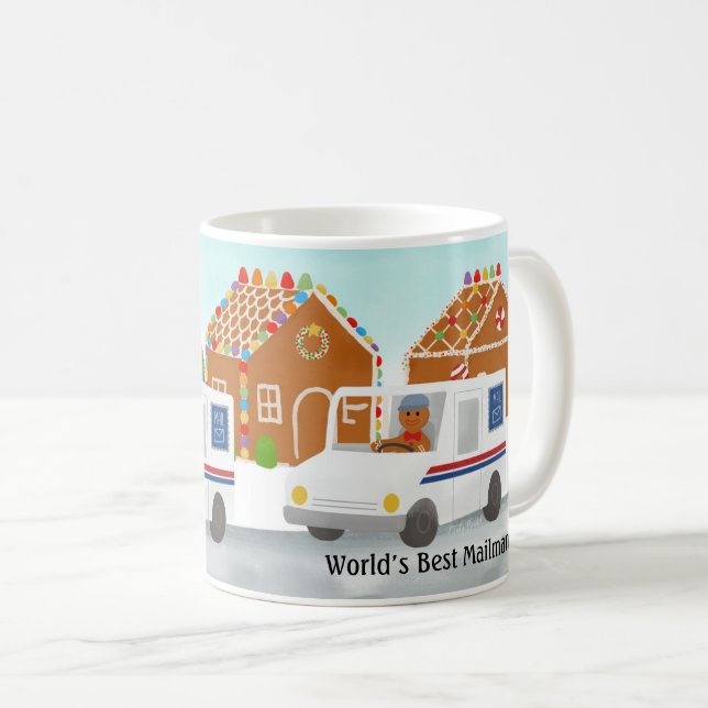 Taza De Café Navidades personalizados Mail Lady Postal (Anverso derecho)