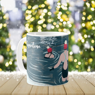 Taza De Café Navidades personalizados nadando silvestre para un