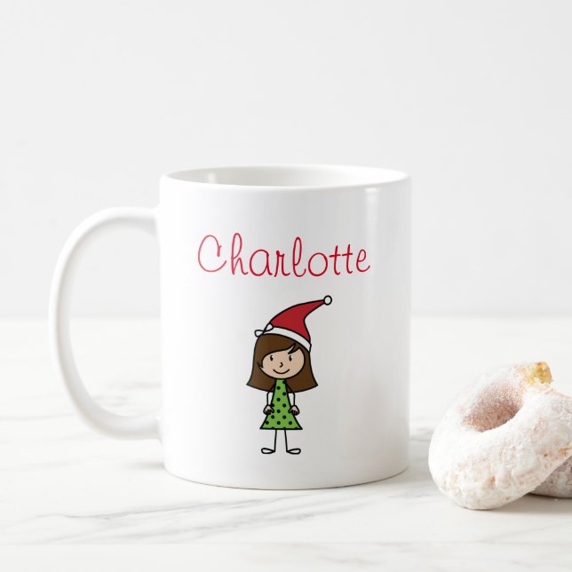 Taza De Café navidades personalizados niños chica personaje caf (Con donut)