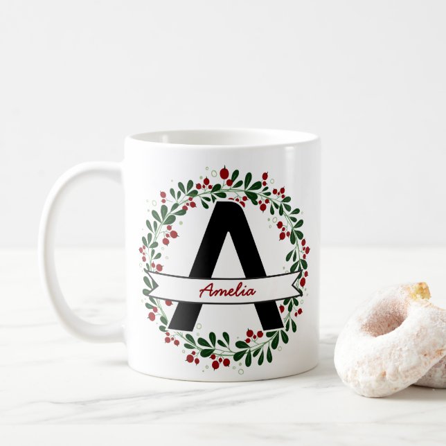 Taza De Café Navidades personalizados Personalizado de nombre d (Con donut)