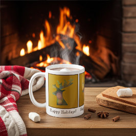 Taza De Café Navidades personalizados reno, oro profundo de bro