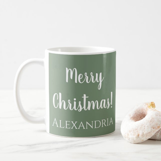 Taza De Café Navidades personalizados Sage Green (Con donut)