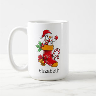 Taza De Café Navidades personalizados Snowman Candy Cane Coffee