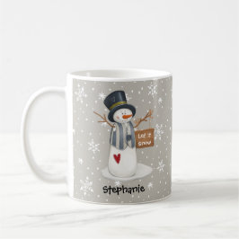 Taza De Café Navidades personalizados, Snowman deja que la niev