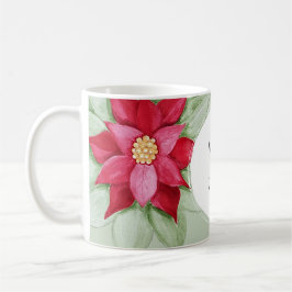 Taza De Café Navidades personalizados Star Poinsettia Watercolo