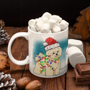 Taza De Café Navidades personalizados tema Santa Hat Bichon Fri