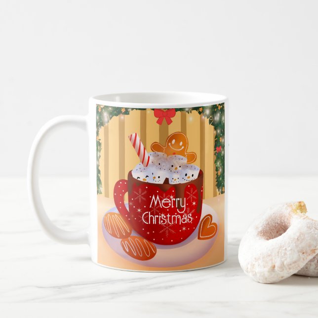 Taza De Café Navidades personalizados vacaciones de chocolate c (Con donut)