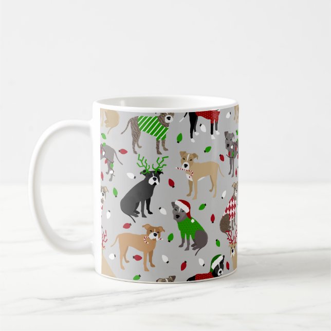 Taza De Café Navidades Pitbull Dogs Coffee Mug (Izquierda)