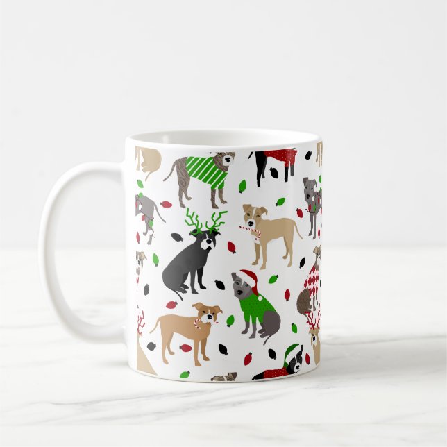 Taza De Café Navidades Pitbull Dogs Coffee Mug (Izquierda)