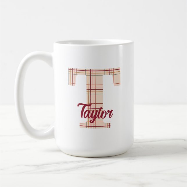 Taza De Café Navidades planean monograma personalizado (Izquierda)