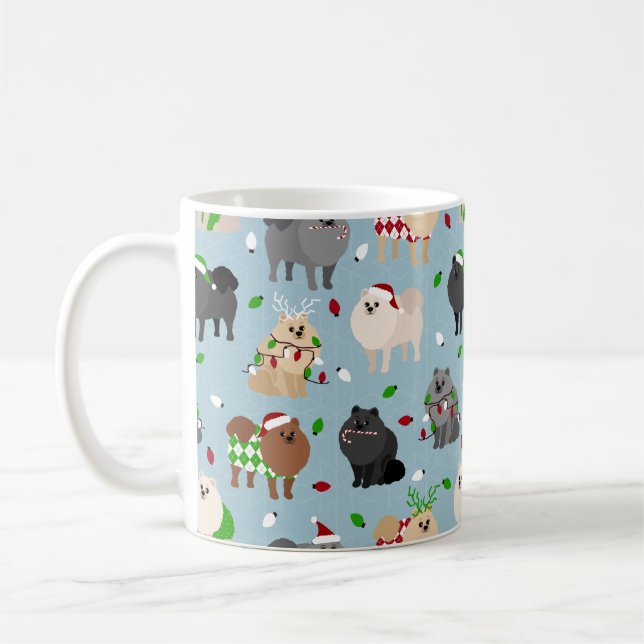 Taza De Café Navidades Pomeranians Coffee Mug (Izquierda)