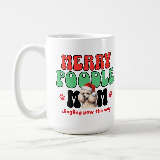 Taza De Café Navidades Poodle Mom (Izquierda)