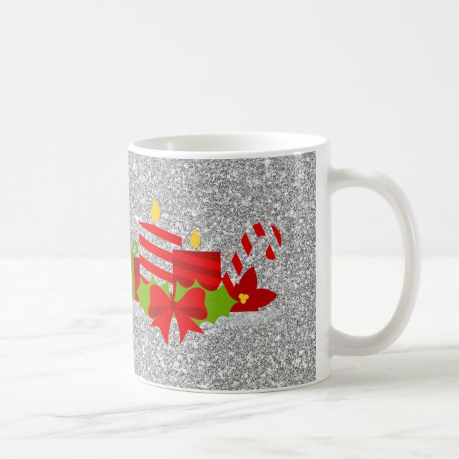 Taza De Café Navidades Potpourri Silver Faux Purpurina (Derecha)