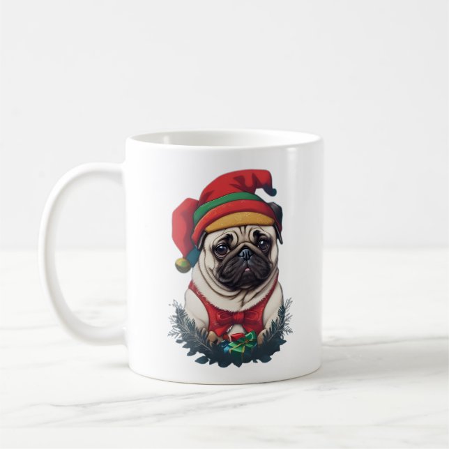 Taza De Café Navidades Pug (Izquierda)