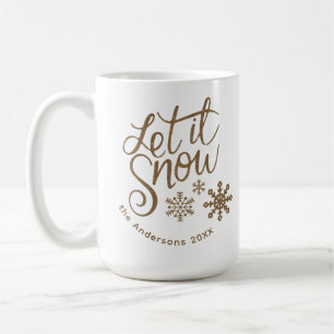 Taza De Café navidades Purpurina de oro "Let it Snow"