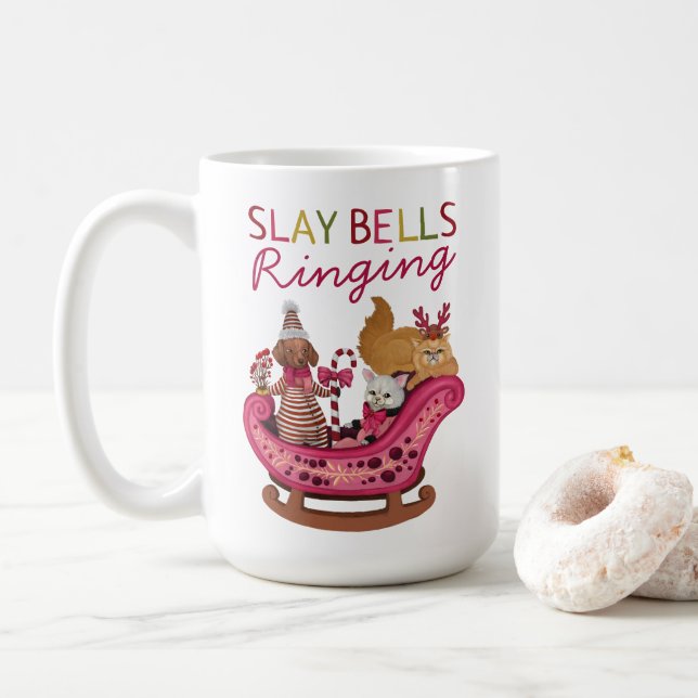 Taza De Café Navidades que hacen sonar las campanas rosadas (Con donut)