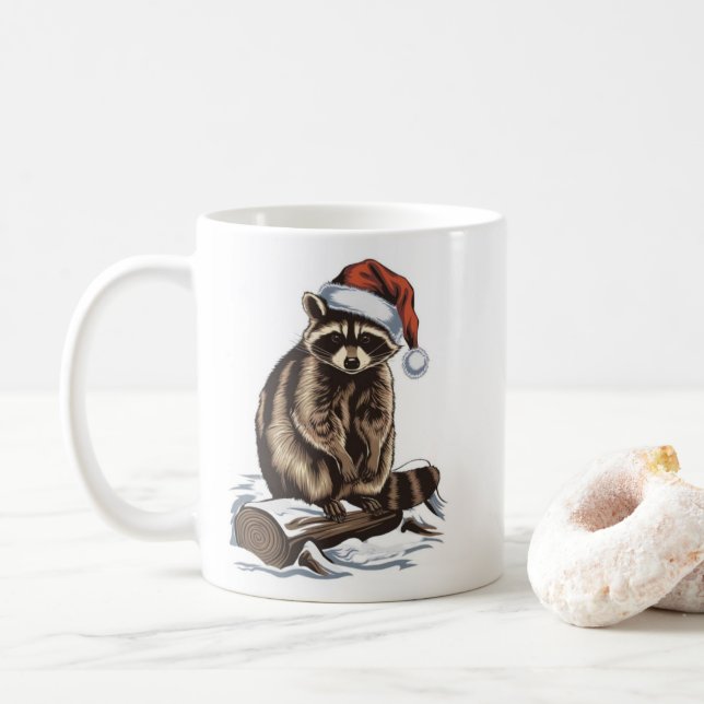 Taza De Café Navidades Raccoon (Con donut)