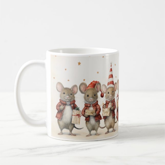 Taza De Café Navidades ratones Café Tea Mug (Izquierda)