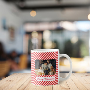 Taza De Café Navidades rayas blancas y rojas 1 foto