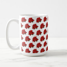 Taza De Café Navidades Red Floral Pattern Red on White